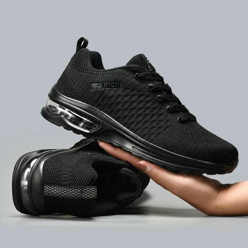 Breathable Mesh Athletic Shoes - Men Running Shoes Lace Up Sneakers