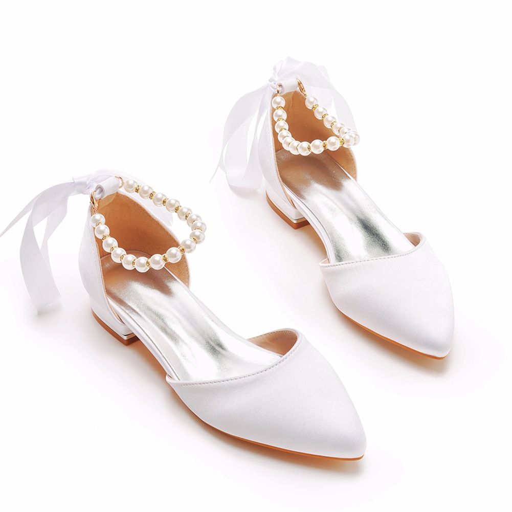 Wedding Shoes Bride Flat Heel  - Sandals recension och pris